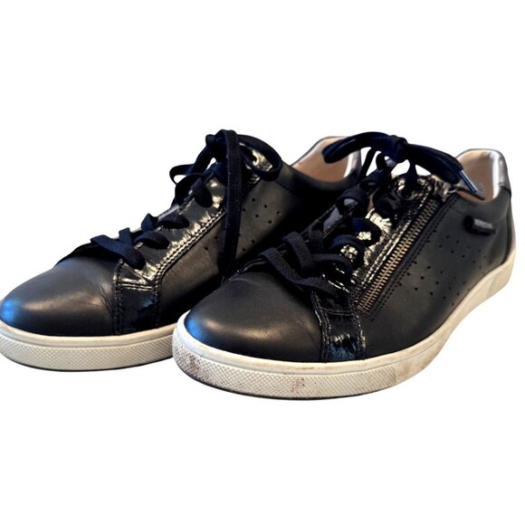 Mephisto Nikita Black Leather Size 8.5 Sneaker Women\'s Side Zip Comfort Shoe EU